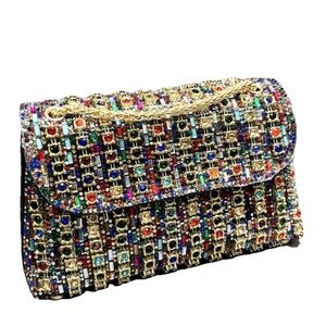 Handmade Rhinestone Evening Clutch – Crystal Women’s Chain Shoulder Bag
